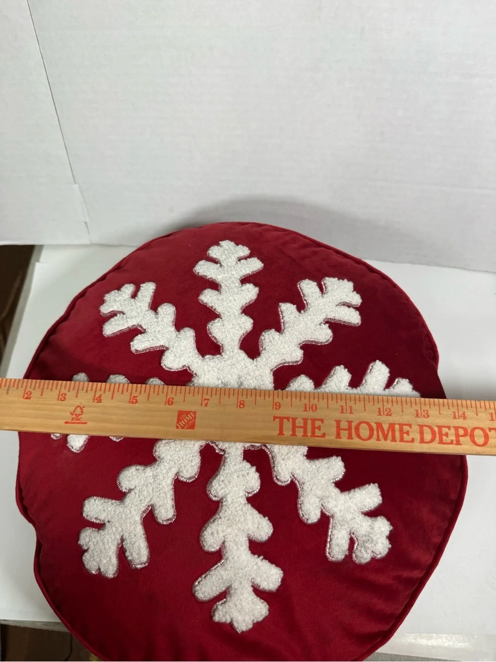 Festive Red Snowflake Round Holiday Pillow - Home Holiday